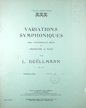 Imagen del vendedor de Variations Symphoniques, pour Violoncello et Orchestre ou Piano, Op.23 a la venta por Austin Sherlaw-Johnson, Secondhand Music