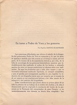 Seller image for EN TORNO AL GOBERNADOR PEDRO DE VERA Y LOS GOMEROS (EXTRAIDO ORIGINAL DEL AO 1954, ESTUDIO COMPLETO TEXTO INTEGRO) for sale by Libreria 7 Soles