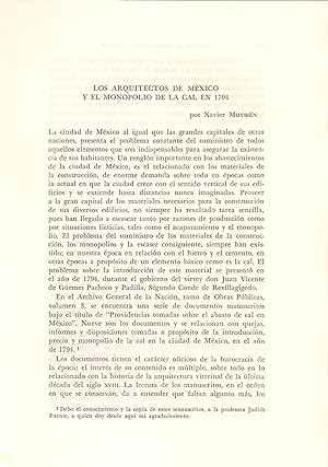 Seller image for LOS ARQUITECTOS DE MEXICO Y EL MONOPOLIO DE LA CAL EN 1794 (EXTRAIDO ORIGINAL DEL AO 1971, ESTUDIO COMPLETO TEXTO INTEGRO) for sale by Libreria 7 Soles