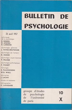 Image du vendeur pour Bulletin de Psychologie - Tome X - N 10 mis en vente par PRISCA