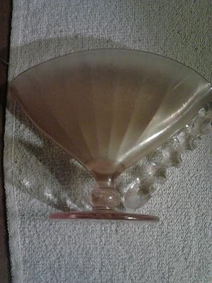 Pink Iridescent Stretch Glass Fan Vase With Inset