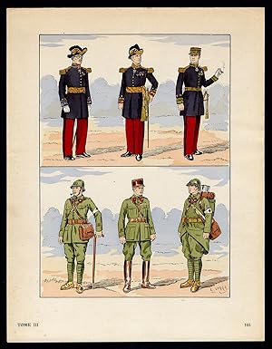 Antique Print-MILITARY-FRANCE-UNIFORM-FRENCH ARMY-pl. 105-Large-1965