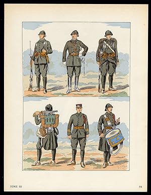 Antique Print-MILITARY-FRANCE-UNIFORM-FRENCH ARMY-pl. 88-Large-1965