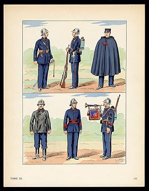Antique Print-MILITARY-FRANCE-UNIFORM-FRENCH ARMY-pl. 102-Large-1965