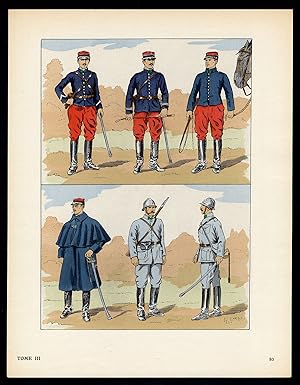 Antique Print-MILITARY-FRANCE-UNIFORM-FRENCH ARMY-pl. 80-Large-1965