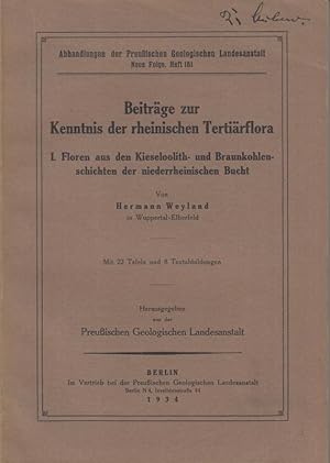 Imagen del vendedor de Beitrge zur Kenntnis der rheinischen Tertirflora. I. Floren aus den Kieseloolith- und Braunkohlenschichten der niederrheinischen Bucht. (Abhandlungen der Preuischen Geologischen Landesanstalt, Neue Folge Heft 161). a la venta por Antiquariat Carl Wegner