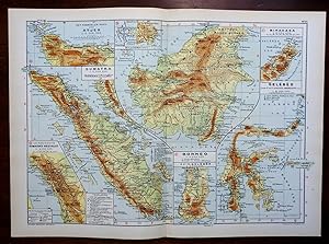 Indonesia East Indies Borneo Celebes Sumatra 1927 Thieme Dutch map