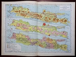 Java Indonesia Island Geological detailed Map East Indies 1927 Thieme Dutch map