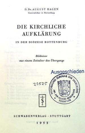 Seller image for Die Kirchliche Aufklrung in der Dizese Rottenburg. for sale by books4less (Versandantiquariat Petra Gros GmbH & Co. KG)
