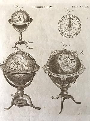 Geography Plate CCXL (Globes and Sundial/ Clock?) - wahrscheinlich Beschreibung der verschiedenen...