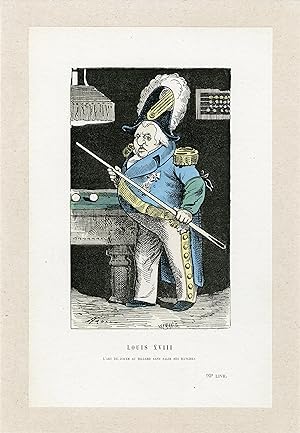 "LOUIS XVIII par Paul HADOL" Caricature originale entoilée 1872