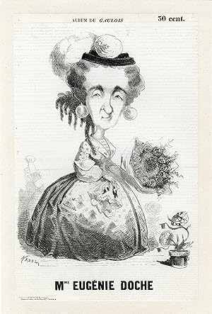 "Mme Eugénie DOCHE par Paul HADOL" Caricature originale entoilée (vers 1860)