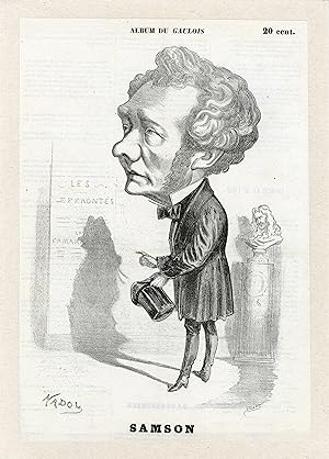 "Joseph SAMSON par Paul HADOL" Caricature originale entoilée (1861)