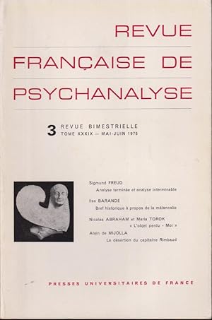 Image du vendeur pour Revue Franaise de Psychanalyse - Tome XXXIX - N 3 mis en vente par PRISCA