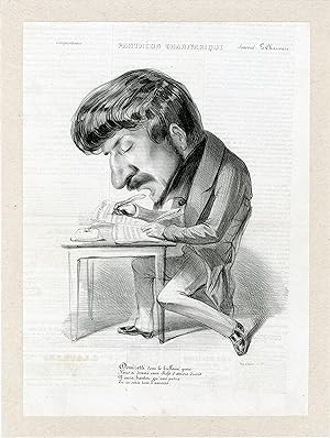 "Gaetano DONIZETTI" Caricature originale entoilée BENJAMIN (ROUBAUD) 1840