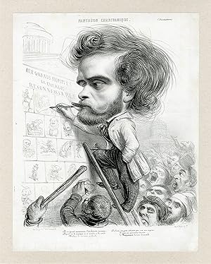 "Benjamin ROUBAUD par lui-même" Caricature originale entoilée 1842