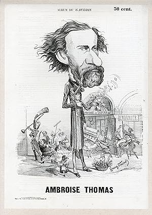 "Ambroise THOMAS par Henry FUSINO" Caricature originale entoilée (vers 1860)