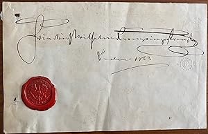 Signature of Frederick William Nicholas Charles, Crown Prince of Prussia on a partial pice of pap...