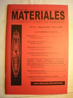 Immagine del venditore per Cuaderno de materiales. Filosofa y Ciencias Humanas. N 19 - Octubre- 2003 - Enero 2004 venduto da Librera Antonio Azorn