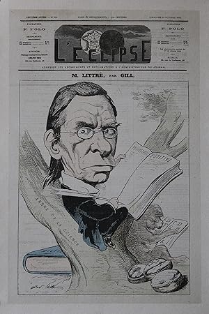 "Émile LITTRÉ par André GILL" Couverture originale entoilée L'ÉCLIPSE 18/10/1874