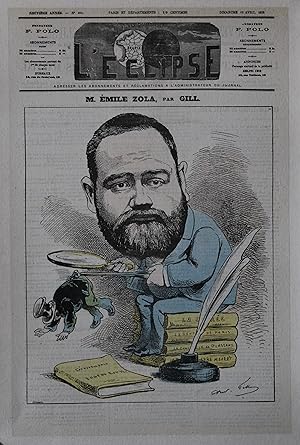 "Émile ZOLA par André GILL" Couverture originale entoilée L'ECLIPSE 16/04/1876