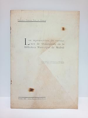 Los manuscritos de versiones de Shakespeare en la Biblioteca Municipal de Madrid