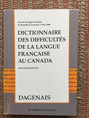 DICTIONNAIRE Des DIFFICULTÉS De La LANGUE FRANÇAISE Au CANADA.