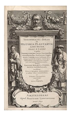 Imagen del vendedor de De Historia Plantarum Libri Decem, Graece & Latine. In quibus Textum Graecum variis Lectionibus, emendationibus, hiulcorum supplementis: Latinam Gazae versionem nova interpretatione ad margines: totum Opus absolutissimis cum Notis tum Commentariis: item rariorum Plantarum iconibus illustravit a la venta por Jonathan A. Hill, Bookseller Inc.