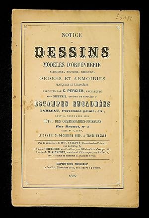 Notice de Dessins, Modèles d'Orfévrerie religieuse, militaire, mobilière, ordres et armoiries, fr...