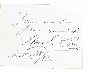 PLAYFUL AUTOGRAPH QUOTE "I NEVER WAS BORN / I WAS QUARRIED" SIGNED by the American Actor HENRY E....