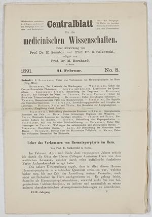 Imagen del vendedor de Ueber das Vorkommen von Heamatoporphyrin im Harn (pp.129-130). a la venta por Antiq. F.-D. Shn - Medicusbooks.Com