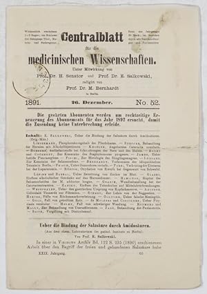 Imagen del vendedor de Ueber die Bindung der Salzsure durch Amidosuren (pp.945-948). a la venta por Antiq. F.-D. Shn - Medicusbooks.Com