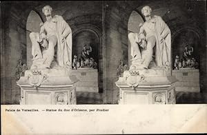 Stereo Ansichtskarte / Postkarte Versailles Yvelines, Palais, Statue du duc d'Orleans par Pradier