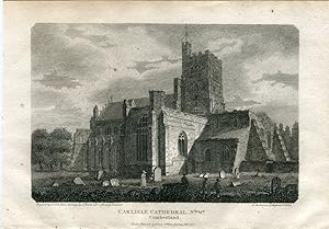Carlisle Cathedral norte de Gales grabado por Samuel Noble de un dibujo de J. Britton