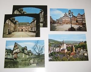 Image du vendeur pour 5 Postkarten von Herborn. 3 x Hohe Schule. / Teilansicht mit evgl. Kirche, Schlo und Brgerturm. / Marktplatz mit Rathaus. mis en vente par Antiquariat Kelifer