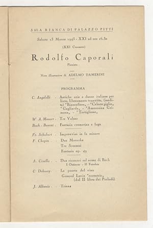 Rodolfo Caporali, pianista. XXI° Concerto di Musica da Camera "Amici della Musica": Sala Bianca d...
