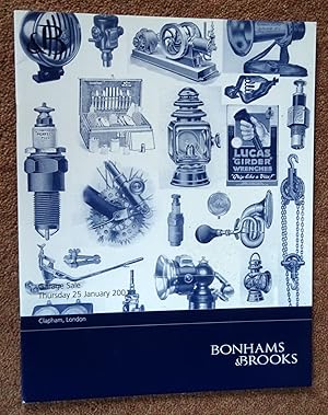 Bild des Verkufers fr Garage Sale. A Sale of Motoring Spares, Garage Equipment and Literature. 25 January 2001 Bonhams & Brooks Clapham London Auction Catalogue zum Verkauf von Tony Hutchinson