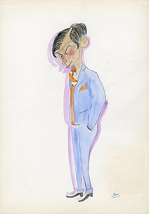 "Anthony PERKINS" Caricature originale de J. GEN (Dessin au crayon aquarellé)
