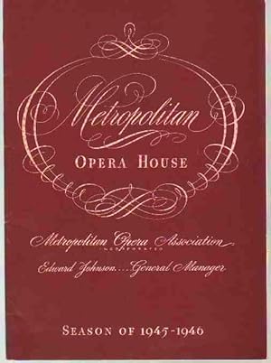 Image du vendeur pour METROPOLITAN OPERA HOUSE PROGRAM Season of 1945-1946 Featuring : "Die Meistersinger Von Nuernberg" December 6, 1945 mis en vente par The Avocado Pit