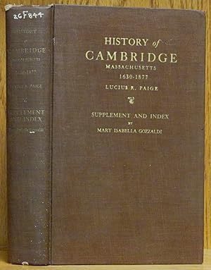 History of Cambridge, Massachusetts 1630-1877 Supplement and Index
