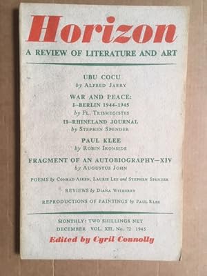 Imagen del vendedor de Horizon, A Review of Literature and Art, December 1945 Vol XII No.72 a la venta por Raymond Tait