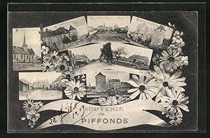 Carte postale Piffonds, Grande Rue, l'Eglise, Hullerie a Vapeur