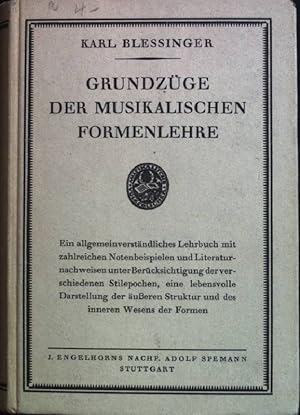 Seller image for Grundzge der musikalischen Formenlehre. for sale by books4less (Versandantiquariat Petra Gros GmbH & Co. KG)
