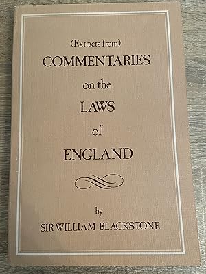 Imagen del vendedor de (Extracts from) Commentaries on the Laws of England a la venta por Vedic Book Services