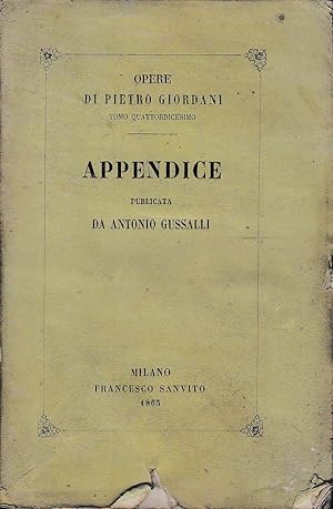 Immagine del venditore per Opere di Pietro Giordani - Appendice venduto da Laboratorio del libro