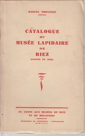 Seller image for Catalogue du Muse Lapidaire de Riez (fonde en 1929). for sale by CANO