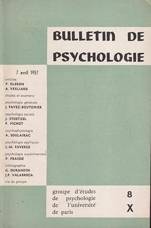 Seller image for Bulletin de Psychologie - Tome X - N 8 for sale by PRISCA