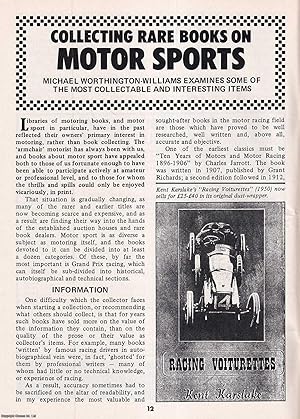 Seller image for Collecting Rare Books on Motor Sports. This is an original article separated from an issue of The Book & Magazine Collector publication, 1986. for sale by Cosmo Books