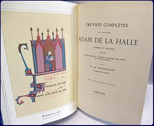 OEUVRES COMPLETES DU TROUVERE ADAM DE LA HALLE (POESIES ET MUSIQUE).