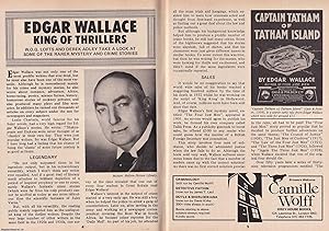 Seller image for Edgar Wallace. King of Thrillers. Looking at Some of The Rarer Mystery and Crime Stories. This is an original article separated from an issue of The Book & Magazine Collector publication, 1988. for sale by Cosmo Books